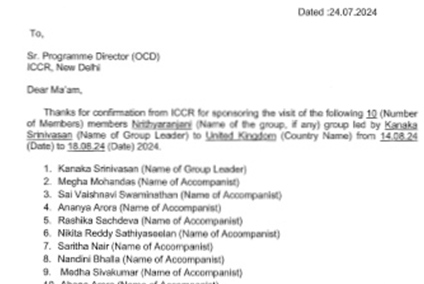 Sir Programme Director (OCD) ICCR, New Dlhi July, 2024